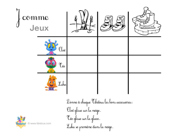 Coloriage hiver Abécédaire J