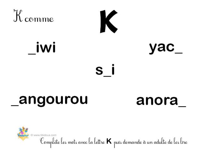 Coloriage hiver Abécédaire K